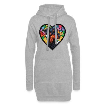 Doberman Chien Coeur Chien Amour - Sweat-shirt à capuche long Femme - gris chiné - Devant