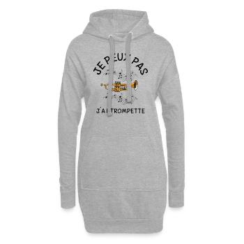 Je Peux Pas J'ai Trompette - Sweat-shirt à capuche long Femme - gris chiné - Devant