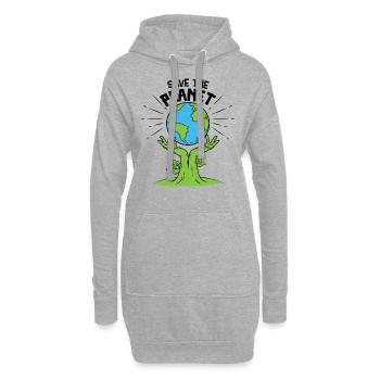 Rette den Planeten - Hoodie-Kleid - Grau meliert - Vorne