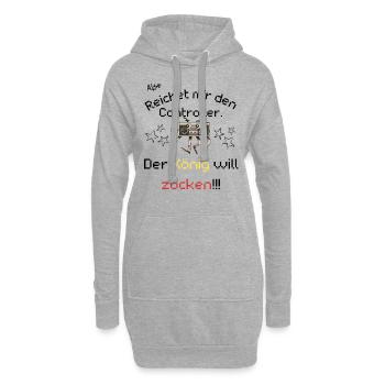 Der König will zocken - Hoodie-Kleid - Grau meliert - Vorne