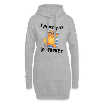 j peux pas je bronze - Sweat-shirt à capuche long Femme - gris chiné - Devant