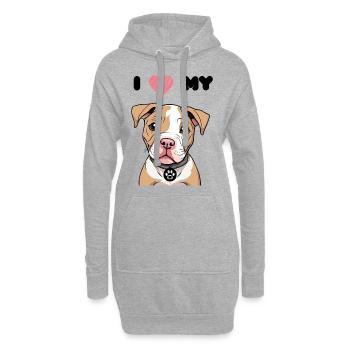 Little Pitbull - Bully Puppy - Chien mignon - Amour - Sweat-shirt à capuche long Femme - gris chiné - Devant