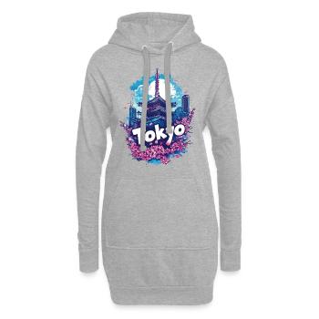Tokio Japan Pagode Stadt Skyline Sonne Blumen - Hoodie-Kleid - Grau meliert - Vorne