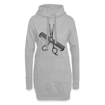 schere kamm stylist symbol - Hoodie-Kleid - Grau meliert - Vorne