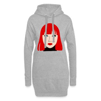 Rothaarige Frau mit blauen Augen - Hoodie-Kleid - Grau meliert - Vorne