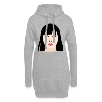Manga Puppe Geschenk - Hoodie-Kleid - Grau meliert - Vorne