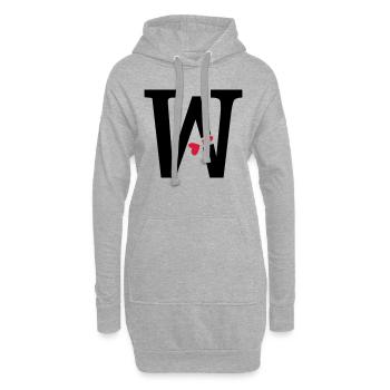 Capital lettre W avec des coeurs - Sweat-shirt à capuche long Femme - gris chiné - Devant