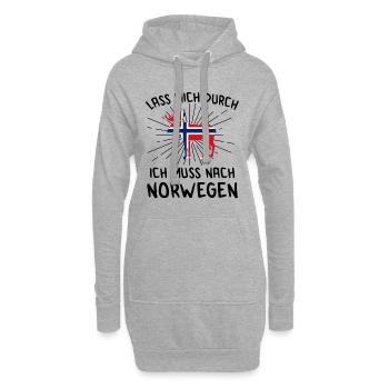 Norwegen Angeln Angel Tour 2020 Elch Geschenk - Hoodie-Kleid - Grau meliert - Vorne