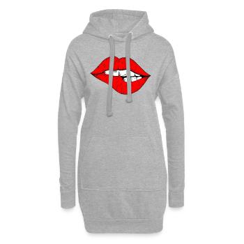 Lip Bite - Hoodie Dress - heather grey - Front