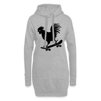 Huhn Hahn Henne Skateboard Skater Silhouette - Hoodie-Kleid - Grau meliert - Vorne