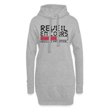 réveil en cours veuillez patienter,citations,drôle - Sweat-shirt à capuche long Femme - gris chiné - Devant
