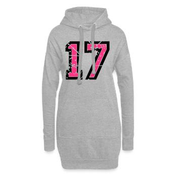 17 Vektor Used Look - Farbwechsel - Hoodie-Kleid - Grau meliert - Vorne