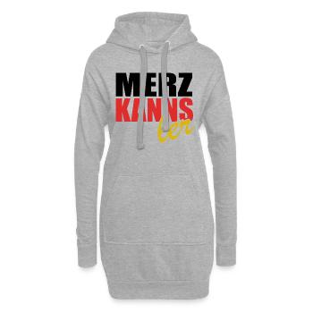 Merz kanns - Kanzler - Kanzlerkandidat - Hoodie-Kleid - Grau meliert - Vorne