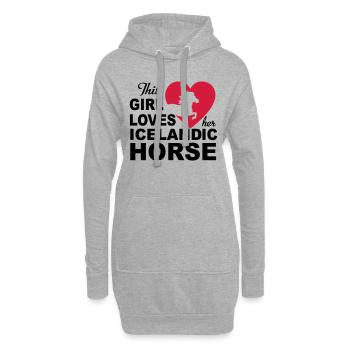 Cheval islandais - Sweat-shirt à capuche long Femme - gris chiné - Devant