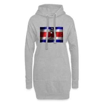 Costa Rica drapeau cool vintage utilisé look sport - Sweat-shirt à capuche long Femme - gris chiné - Devant