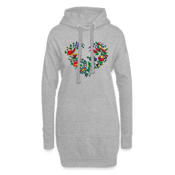 ungarische Blumen, Herz, Paprika,blumenherz - Hoodie-Kleid - Grau meliert - Vorne