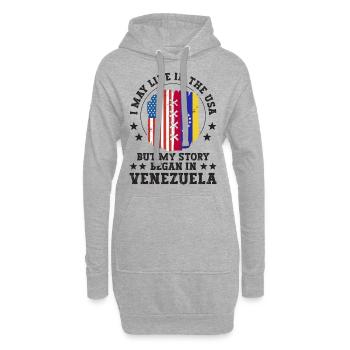 I May Live In The USA But My Story Began In - Hoodie-Kleid - Grau meliert - Vorne