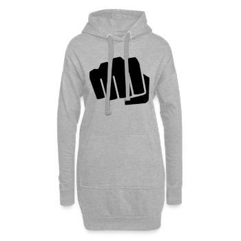 poing - Sweat-shirt à capuche long Femme - gris chiné - Devant