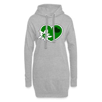 Grünes Herz mit Edelweiß Blüte - Hoodie-Kleid - Grau meliert - Vorne