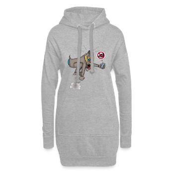 Singe et téléphone portable - Sweat-shirt à capuche long Femme - gris chiné - Devant