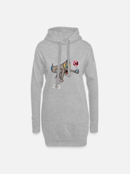 Monkey and mobile phone - Hoodie Dress - heather grey