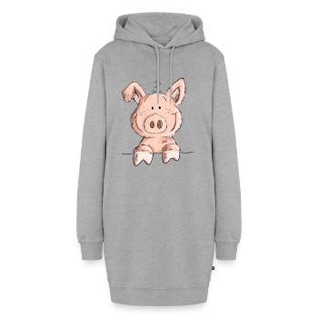 Cute Pig I Schwein Comic I Tiermotiv I Fun Ferkel - Hoodie-Kleid - Grau meliert - Vorne