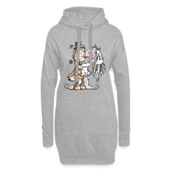 Horse mariée et le marié - Sweat-shirt à capuche long Femme - gris chiné - Devant