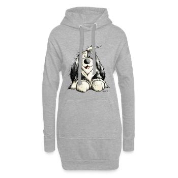 Süßer Bobtail - Hoodie-Kleid - Grau meliert - Vorne