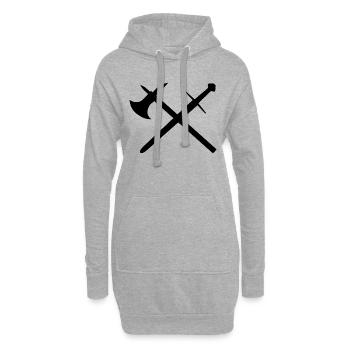 Schwert und Axt - Hoodie-Kleid - Grau meliert - Vorne