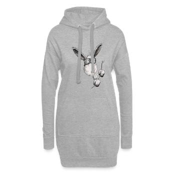 Âne avec des lunettes de soleil I motif animalier petit âne - Sweat-shirt à capuche long Femme - gris chiné - Devant
