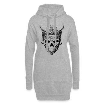 Totenkopf König mit Krone - Hoodie-Kleid - Grau meliert - Vorne