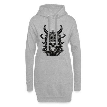 Crâne viking Valhalla Viking - Sweat-shirt à capuche long Femme - gris chiné - Devant