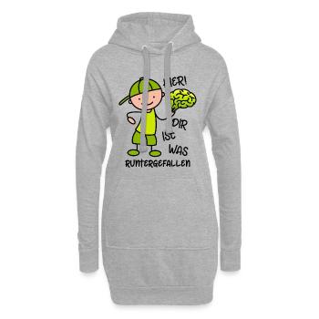 Hier! Dir ist was runtergefallen - Gehirn - Hoodie-Kleid - Grau meliert - Vorne