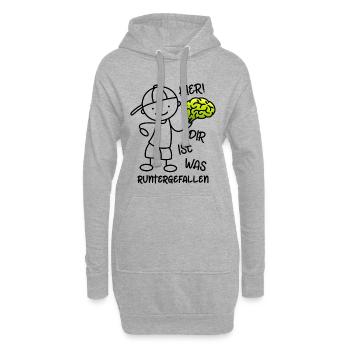 Hier Dir ist was runtergefallen - Gehirn - Hoodie-Kleid - Grau meliert - Vorne