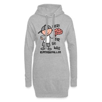 Gehirn - Hier dir ist was runtergefallen - Hoodie-Kleid - Grau meliert - Vorne
