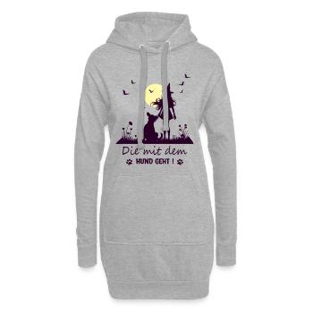 Hexe die mit dem Hund geht ! - Hoodie-Kleid - Grau meliert - Vorne