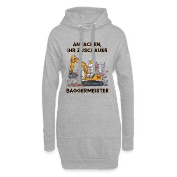 Maître excavatrice licorne - Sweat-shirt à capuche long Femme - gris chiné - Devant