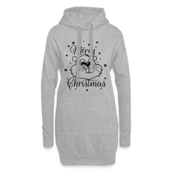 Eichhörnchen – Merry Christmas - Hoodie-Kleid - Grau meliert - Vorne