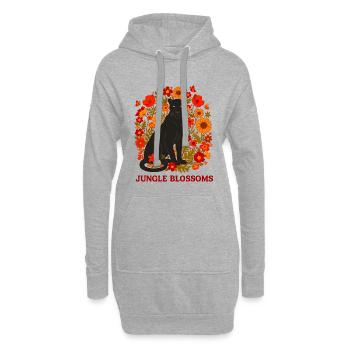 Panthère Noire et Jungle Fleurs botanique - Sweat-shirt à capuche long Femme - gris chiné - Devant