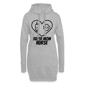 Super Mama Krankenschwester – Medizin Herz - Hoodie-Kleid - Grau meliert - Vorne