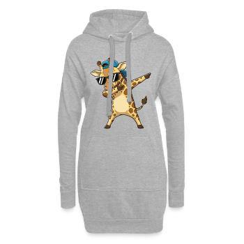 Art de dessin animé Girafe à Cool Dapping - Sweat-shirt à capuche long Femme - gris chiné - Devant