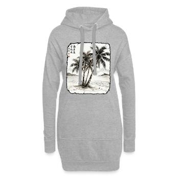 Palmen Strand Asiatisch - Hoodie-Kleid - Grau meliert - Vorne