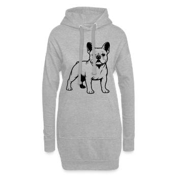 Bouledogue français - Sweat-shirt à capuche long Femme - gris chiné - Devant