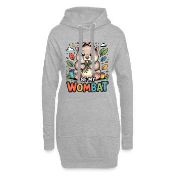 Be My Wombat – bunter Kuschelheld - Hoodie-Kleid - Grau meliert - Vorne