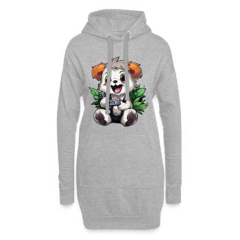 Panda Gamer mit Controller - Hoodie-Kleid - Grau meliert - Vorne