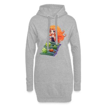 Sirène au niveau Logfisch - Sweat-shirt à capuche long Femme - gris chiné - Devant