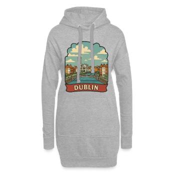 Badge de voyage vintage du pont Hapenny de Dublin - Sweat-shirt à capuche long Femme - gris chiné - Devant