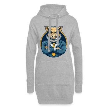 Logo clipart de personnage de personnage de dessin animé mascotte Boar Kawaii - Sweat-shirt à capuche long Femme - gris chiné - Devant