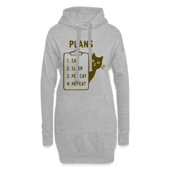 Plan pour chats : Manger, dormir, caresser - Sweat-shirt à capuche long Femme - gris chiné - Devant