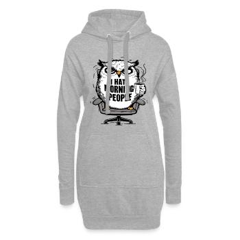 Morgenmuffel Eule mit Kaffee - Sweat-shirt à capuche long Femme - gris chiné - Devant